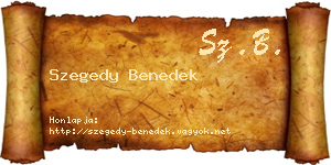 Szegedy Benedek névjegykártya